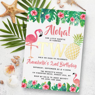 Tropical Summer Beach Luau Girls 2. Geburtstag Rea Folieneinladung