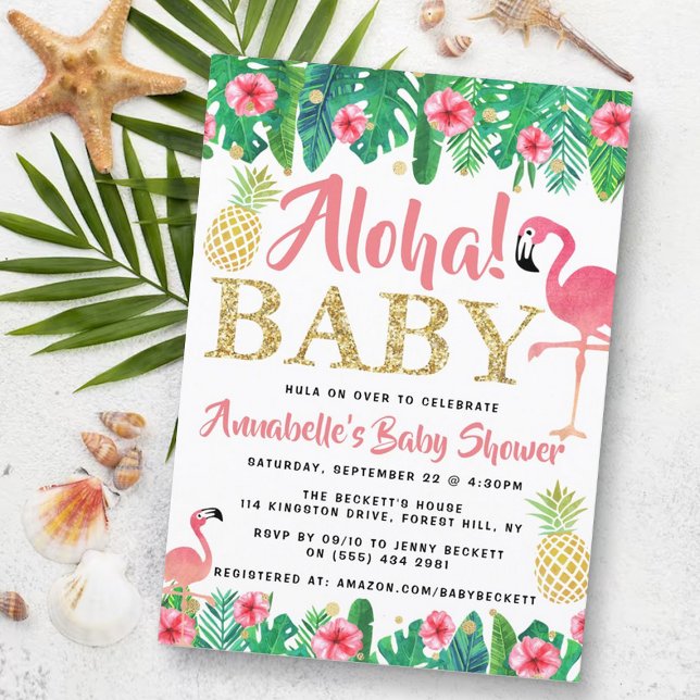 Tropical Summer Beach Luau Girls Babydusche Einladung (Von Creator hochgeladen)