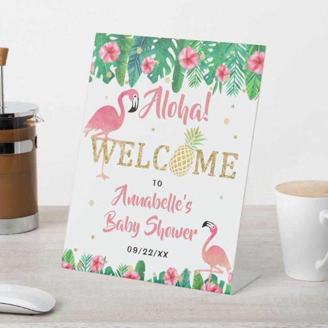 Tropical Summer Beach Luau Girls Babydusche Sockelschild (In SItu)