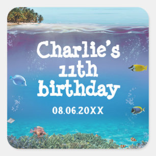 Tropical Summer Beach Party Danke Square Stick Quadratischer Aufkleber