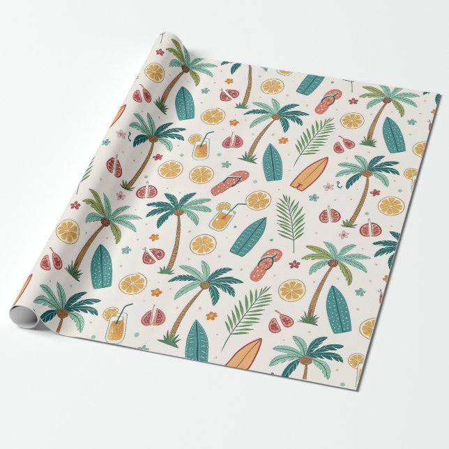 Tropical Summer Beach Pattern (1) Geschenkpapier (Ungerollt)