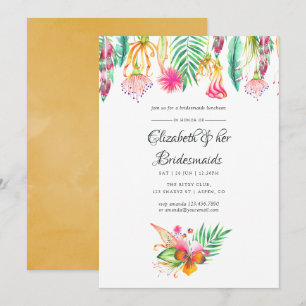 Tropical Summer Beach Wedding Bridesmaids Luncheon Einladung