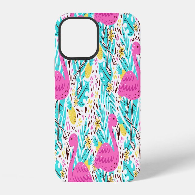 Tropical Summer Flamingo: Helle Muster Elemente iPhone Hülle (Rückseite)