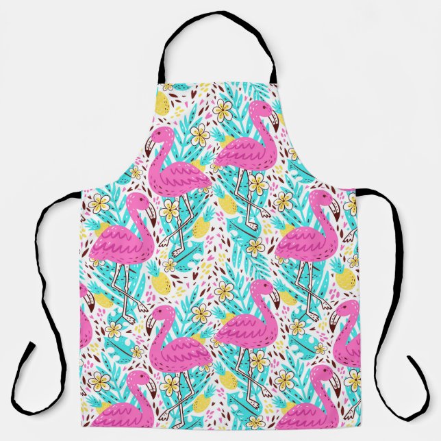 Tropical Summer Flamingo: Helle Muster Elemente Schürze (Vorderseite)