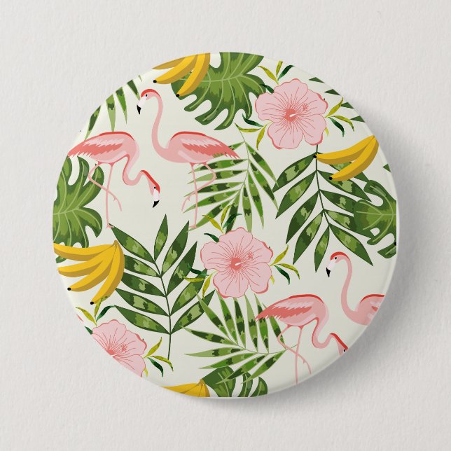 Tropical Summer Flamingo Round Button (Vorderseite)