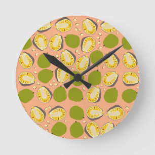 Tropical Summer Jackfruit Pattern - Exotic Kitchen Runde Wanduhr