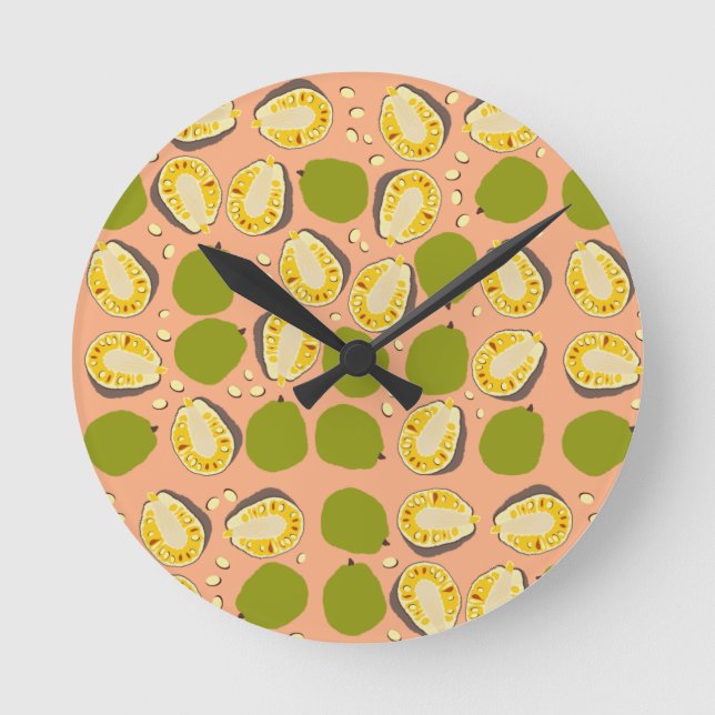 Tropical Summer Jackfruit Pattern - Exotic Kitchen Runde Wanduhr (Vorderseite)