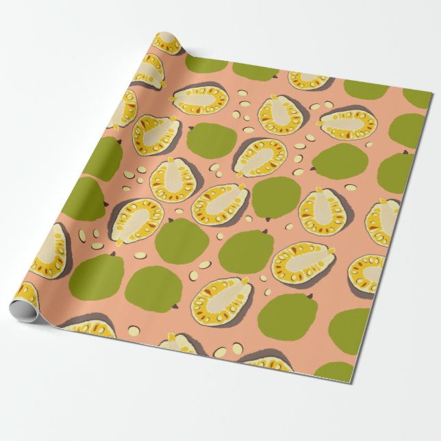 Tropical Summer Jackfruits Pattern - Exotic Frucht Geschenkpapier (Ungerollt)