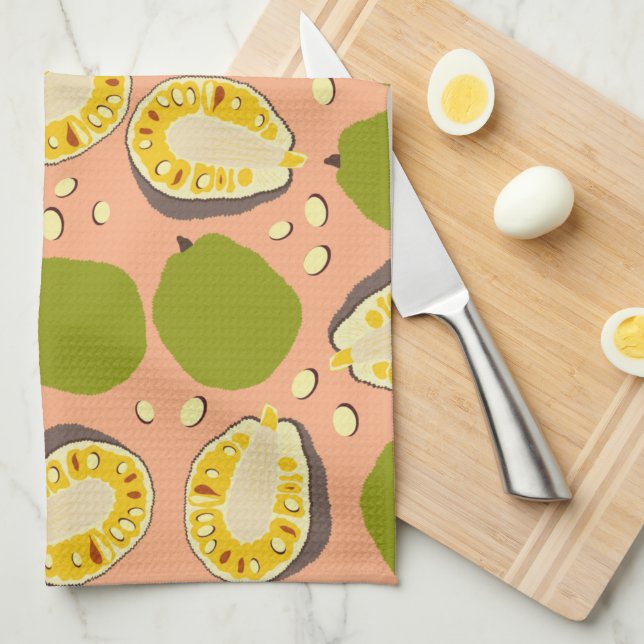 Tropical Summer Jackfruits Pattern - Exotic Frucht Geschirrtuch (Viertel Falte)