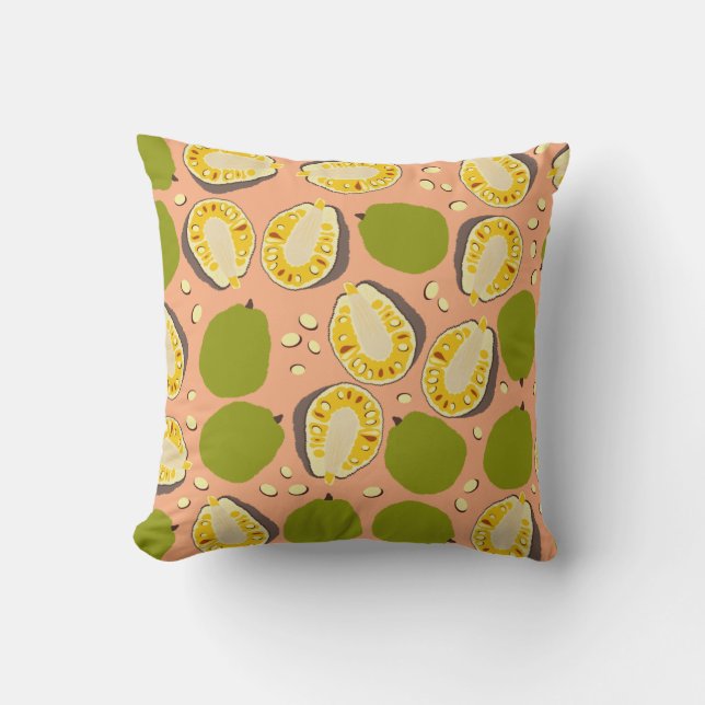 Tropical Summer Jackfruits Pattern - Exotic Frucht Kissen (Vorderseite)