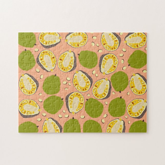 Tropical Summer Jackfruits Pattern - Exotic Frucht Puzzle (Horizontal)
