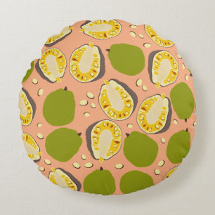 Tropical Summer Jackfruits Pattern - Exotic Frucht Rundes Kissen
