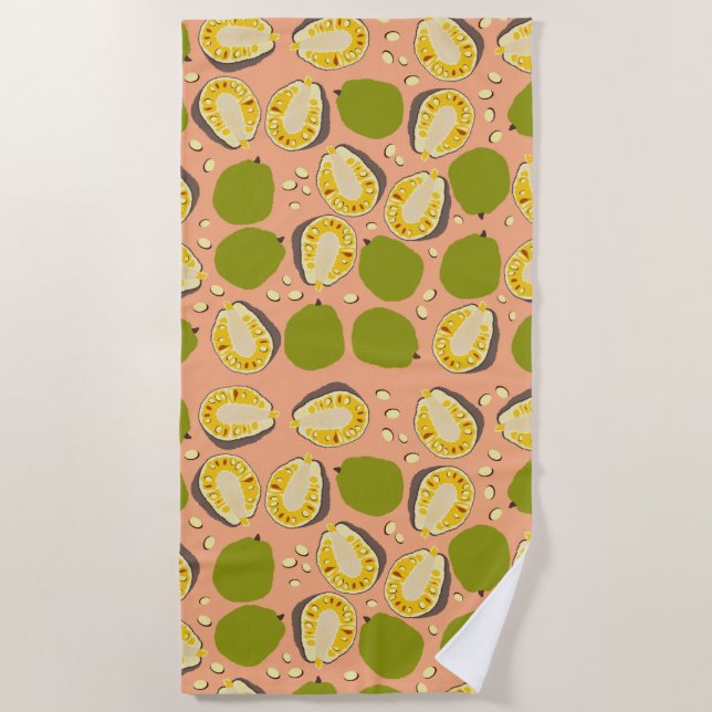 Tropical Summer Jackfruits Pattern - Exotic Frucht Strandtuch (Vorderseite)