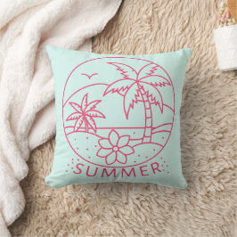 Tropical Summer Line-Art Kissen