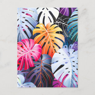 Tropical Summer Monstera Blätter Feiertagspostkarte