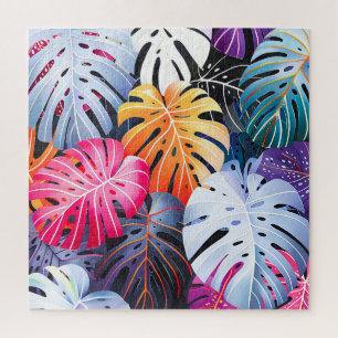 Tropical Summer Monstera Blätter Puzzle