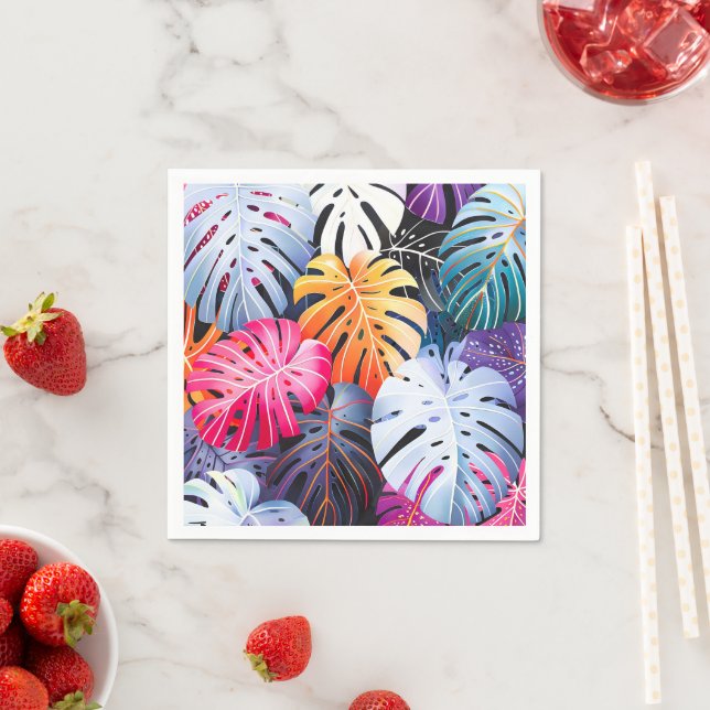 Tropical Summer Monstera Blätter Serviette (Beispiel)