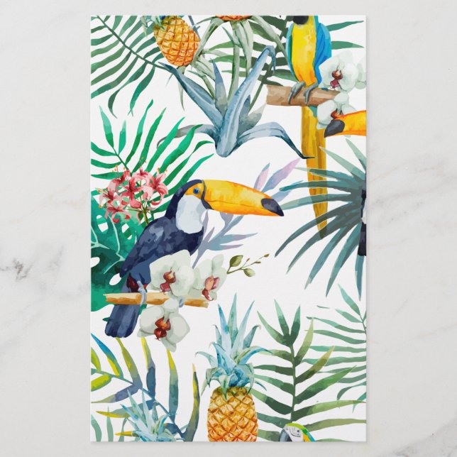 Tropical summer Pineapple Parrot Bird watercolor (Vorderseite)