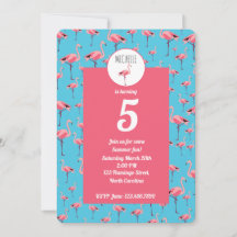 Tropical Summer Pink Flamingo Girly 5. Geburtstag