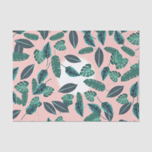 Tropical Summer Pink Green Blätter Sunset Pattern Seidenpapier