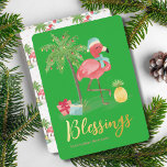Tropical Summer Pink Weihnachten Flamingo Palm Tre Folien Feiertagskarte<br><div class="desc">Segings Gold Typografie Tropical Summer Pink Weihnachten Flamingo Palm Tree Gold Foil Holiday Card.</div>