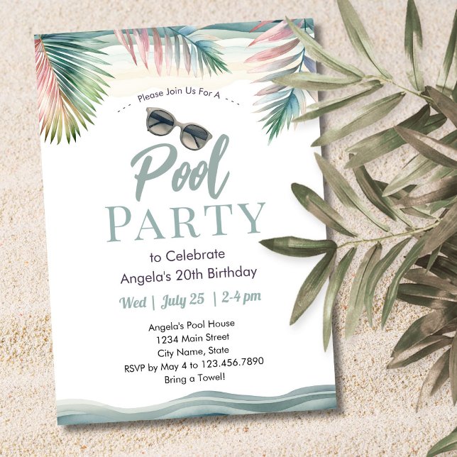 Tropical Summer Pool Party Birthday  Einladung (Von Creator hochgeladen)