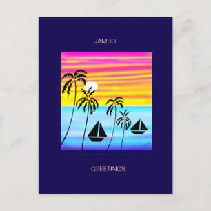 Tropical Summer Sunset Sailing Feiertagspostkarte
