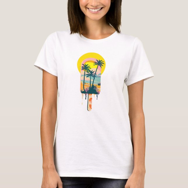 Tropical Summer Sunset Süßigkeiten Paradies T-Shirt (Vorderseite)