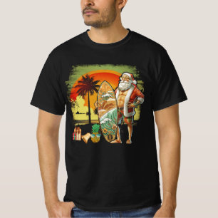 Tropical Summer Surfing Santa Claus 6 Pack Christm T-Shirt