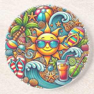 Tropical Summer Vibes Getränkeuntersetzer
