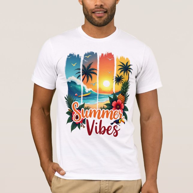 Tropical Summer Vibes Sunset - farbenfrohe Sonnenu T-Shirt (Vorderseite)