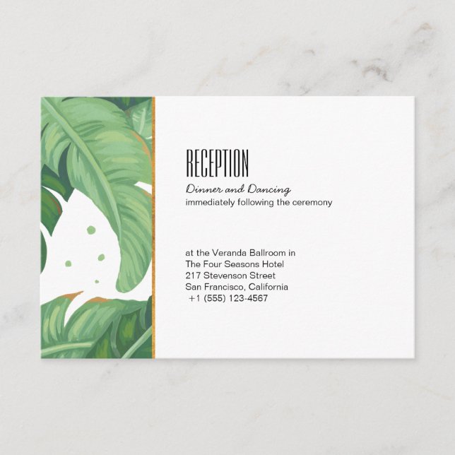 Tropical Summer Wedding Reception Card Begleitkarte (Vorderseite)
