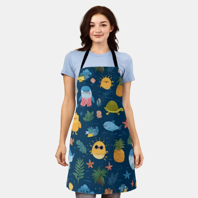Tropical Sun All-Over Print Apron Gift Schürze (Getragen)