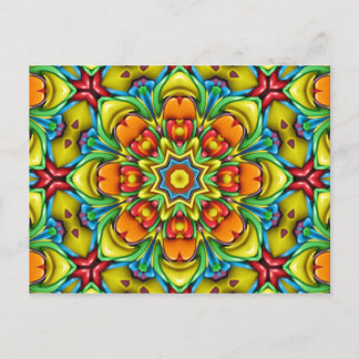 Tropical Sunburst Vintages Fraktal Kaleidoskop Postkarte