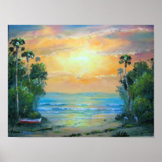 Tropical Sunny Beach Canvas Print by Mazz Poster