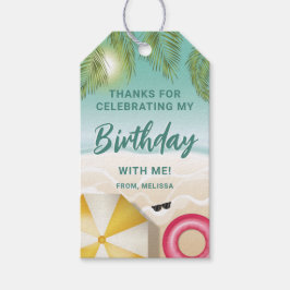 Tropical Sunny Teal Sand Beach Birthday Thank You Geschenkanhänger
