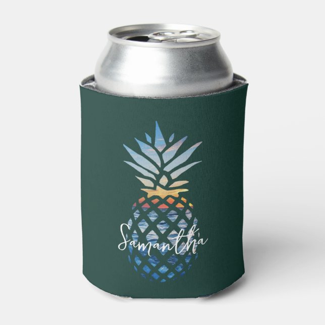 Tropical Sunset Beach Ananas Personalisiert Dosenkühler (Kanne Vorderseite)