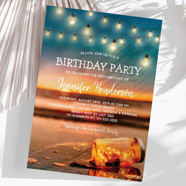 Tropical Sunset Beach Birthday Party Einladung (Von Creator hochgeladen)