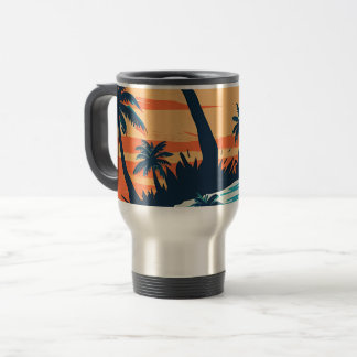 Tropical Sunset Beach Coffee Mug – Relaxing Palm Reisebecher