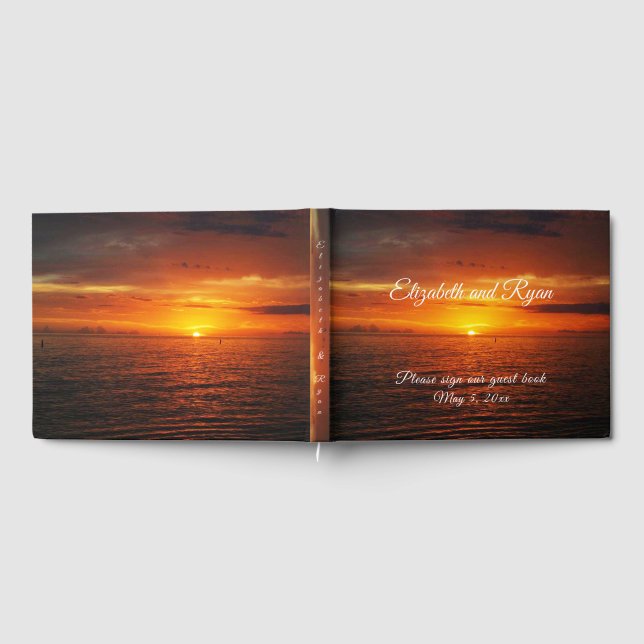 Tropical Sunset Beach Island Summer Wedding Gästebuch (Voll)