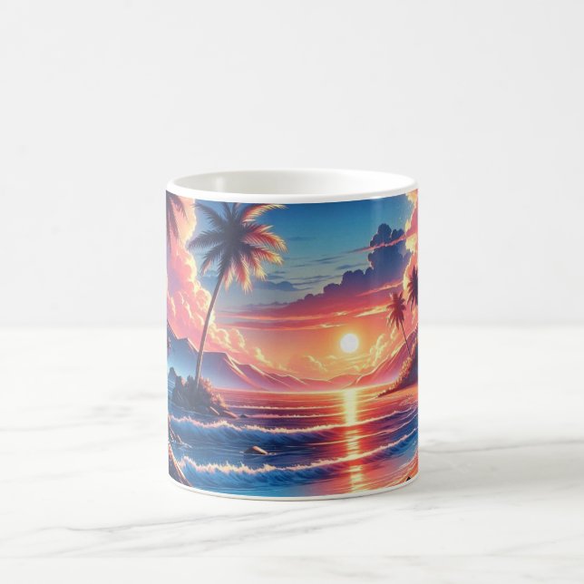 Tropical Sunset Beach Malerei Kaffeetasse (Mittel)