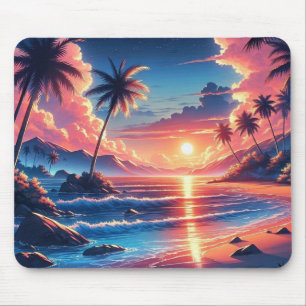 Tropical Sunset Beach Malerei Mousepad