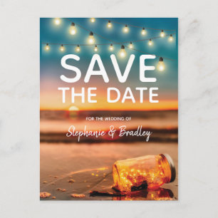 Tropical Sunset Beach Mason Jar Save the Date Ankündigungspostkarte