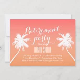 Tropical Sunset Beach Palm Tree Retirement Party Einladung
