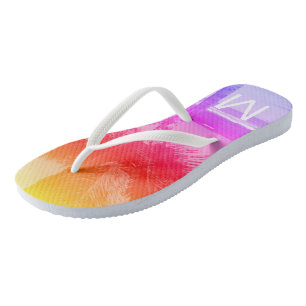 Tropical Sunset Beach & Palm Tree Urrosa Flip Flops