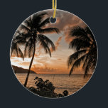 Tropical Sunset Beach Palmen Keramikornament<br><div class="desc">Diese romantische Landschaft wurde in Cane Bay in St. Croix US Jungfrau Islands fotografiert. Ich Liebe,  wie der Sonnenuntergang,  die Palmen und die Hügel zusammenkommen,  um ein entspannendes Sonnenuntergangsfoto zu machen. Ich hoffe,  es bringt eine entspannende und friedliche Ergänzung zu Ihrem Leben. Genießen Sie den Moment,  Denise Bennerson,  Fotograf</div>