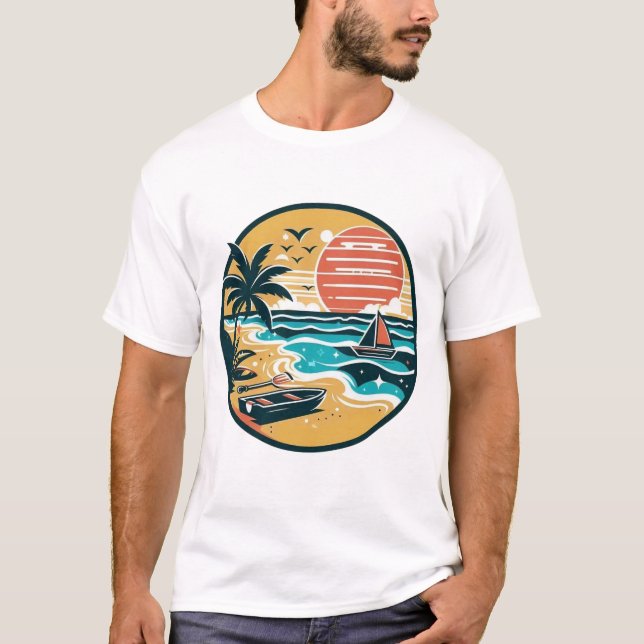 Tropical Sunset Beach Paradise T-Shirt (Vorderseite)