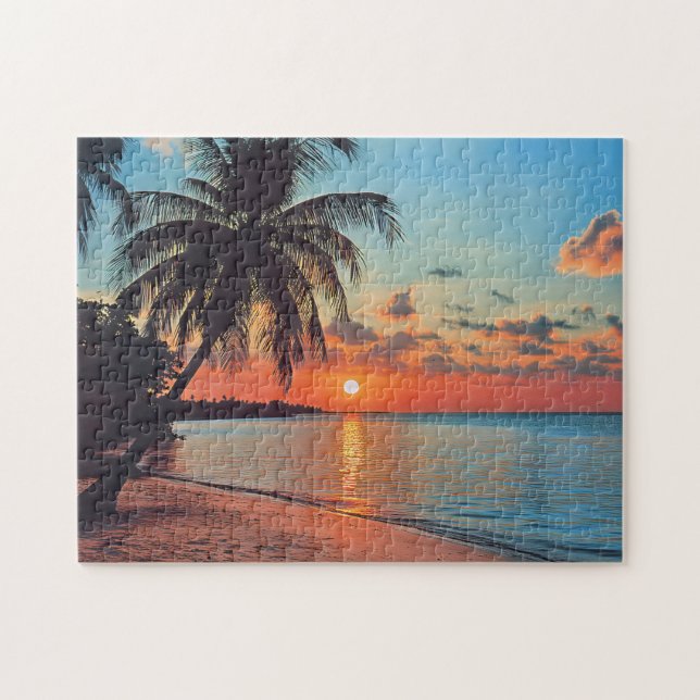 Tropical Sunset Beach Szene Puzzle (Horizontal)