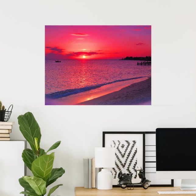 Tropical Sunset Beach Wall Poster (Heimbüro)