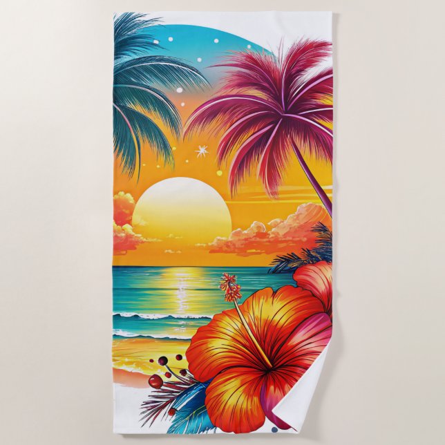 Tropical Sunset Bliss Strandtuch (Vorderseite)